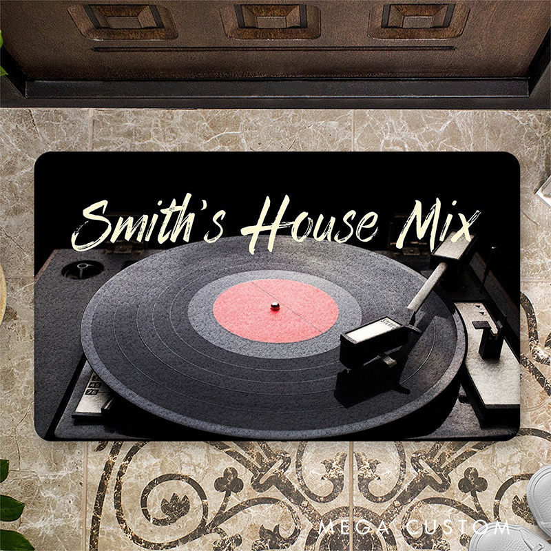 Personalized Record And Microphone Rug for Music Lovers Gift for Kids Music Fans Music Studio