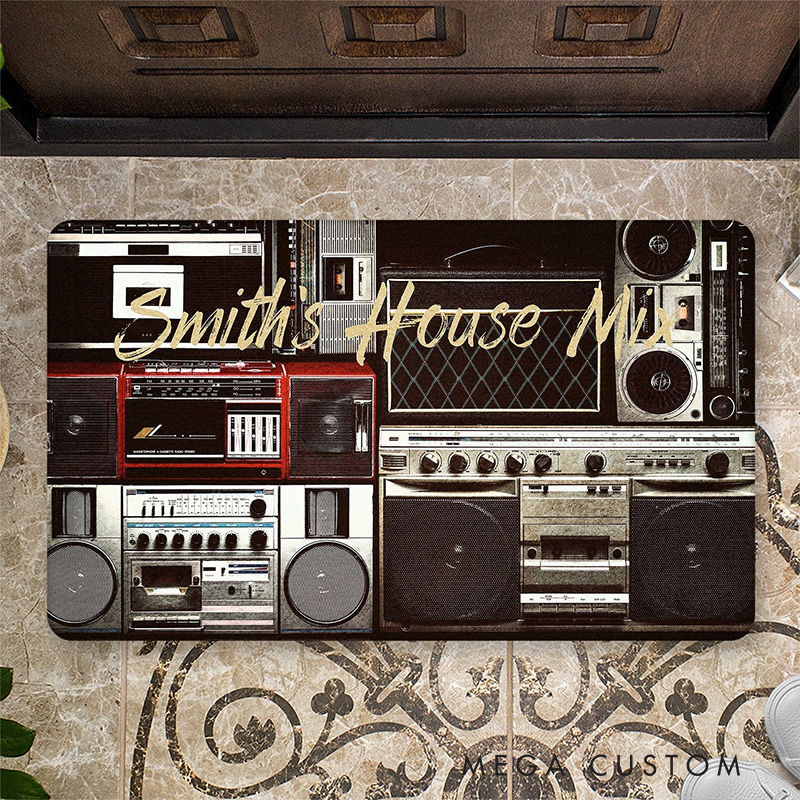 Personalized Radio Player Rug for Music Lovers Gift for Kids Singer Music Studio