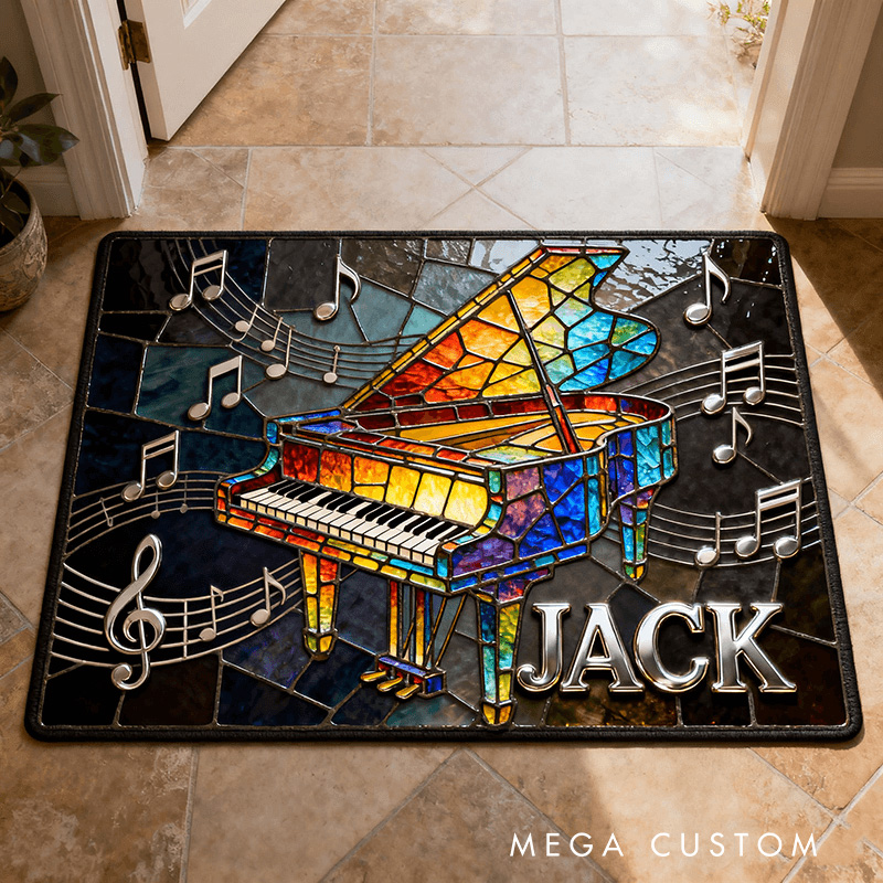 Personalized Painted Piano Music Rug for Music Lovers Gift for Kids Pianist Music Studio 