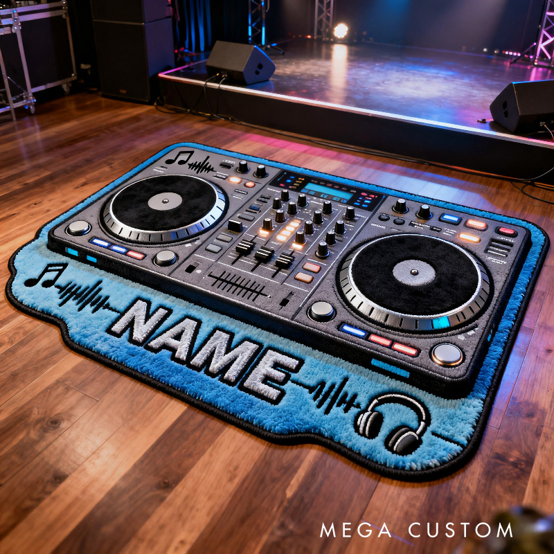 Personalized DJ Music Rug for Music Lovers Gift for Kids Singer Music Studio
