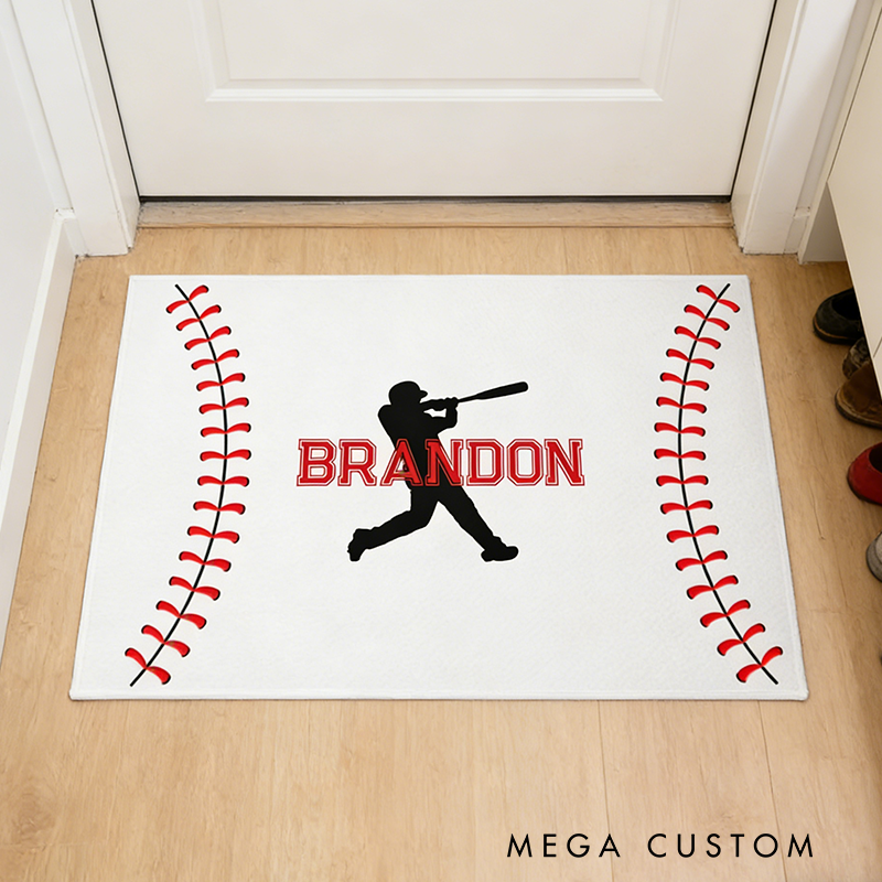 Personalized Baseball Rug with Custom Name Design for Sports Enthusiasts
