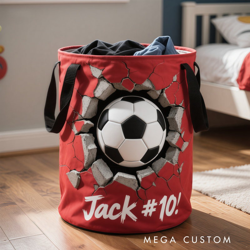 Personalized Soccer Storage Basket with Custom Name and Number Design for Fans