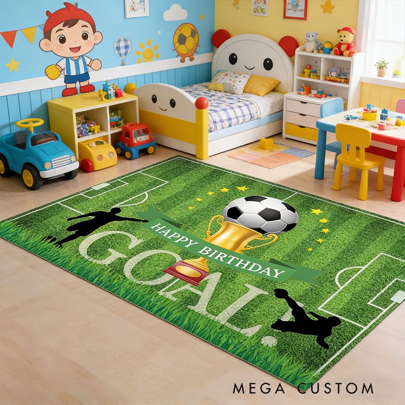 Personalized Soccer Rug with Custom Message Design for Fans