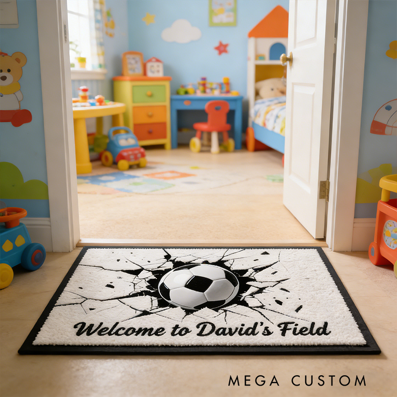 Personalized Soccer Door Mat with Custom Text for a Unique Entryway