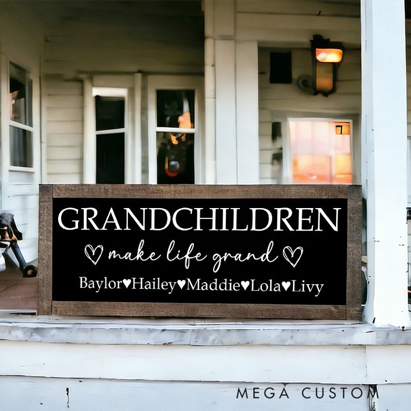 Personalized Grandchildren Sign Grandchildren Make Life Grand Sign Grandparents Sign Grandparents Gift Grandma and Grandpa Sign