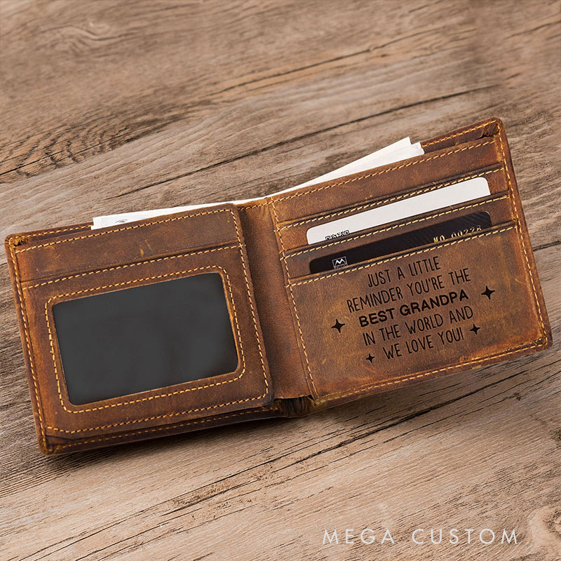 Personalized Leather Wallet This Grandpa Belongs To Reminder We Love You Gift for Grandpa Dad Family Members Gift