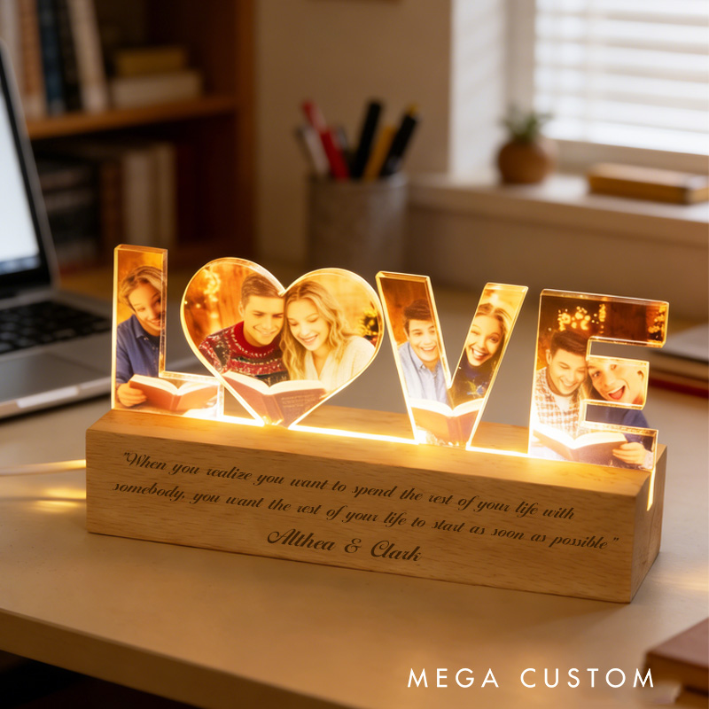 Personalized Reading Couple Night Light Mimi Light Night Light with Name and Base Home Decor Anniversary Valentine's Day Gift for Girls Wife