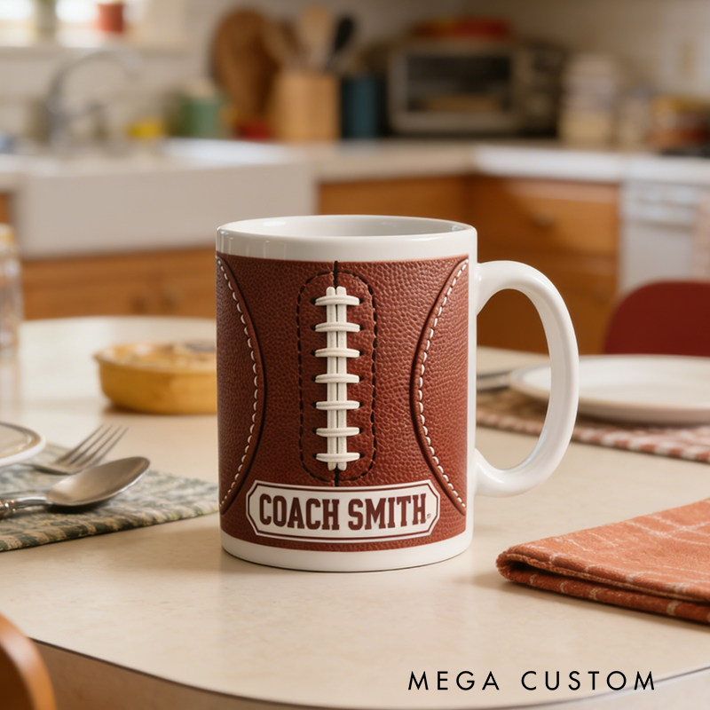 Personalized American Football Mug with Custom Name for Fans and Enthusiasts