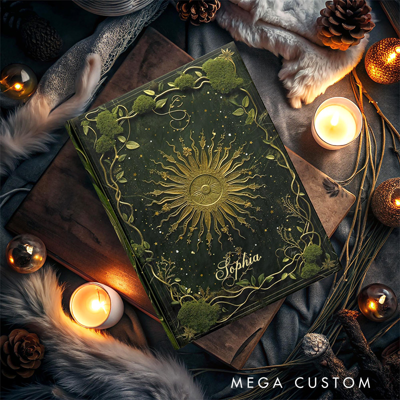 Personalized Sunroot & Moss Spellbook Hardcover Journal Forest Witch Notebook Magic Lover Gift Goblincore