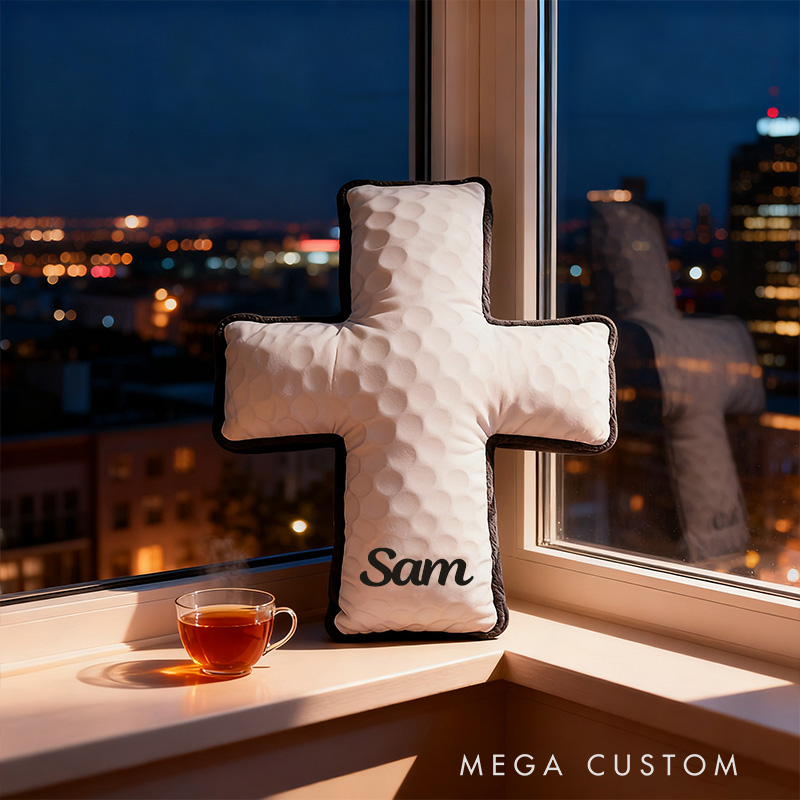 Personalized Golf Ball Cross Pillow with Custom Home Decor Graphic 3D Print Pillow Christian Sports Gift Religious Gift for Golf Lover