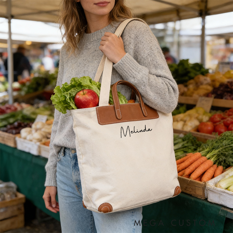 Personalized Canvas Tote Bag with Name Custom Name Bag Canvas Tote Bag Gift for Her Gift for Mother Wife