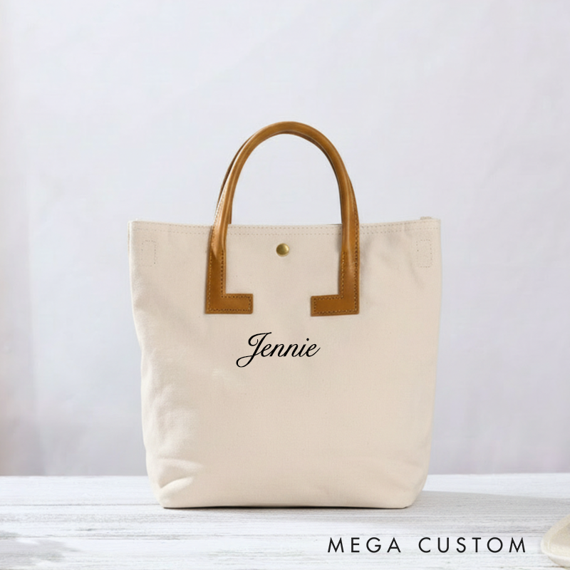 Personalized Canvas Tote Bag with Name Custom Name Bag Canvas Tote Bag Gift for Her Gift for Mother Wife