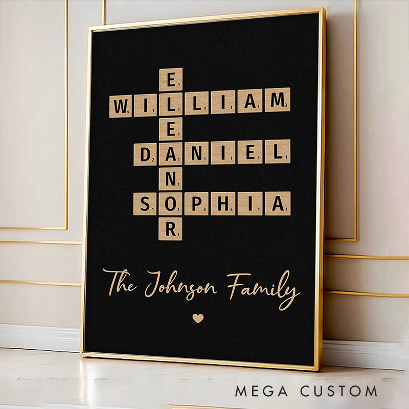 Personalized Family Crossword Art Poster Created In A Moment Treasured Forever Family Gift
