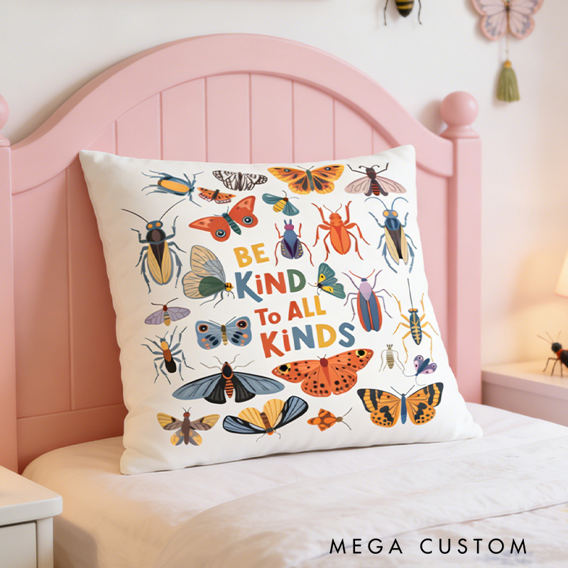 Personalized Retro Bugs Kid Pillow Vintage Entomologist Pillow Cute Insect Natural Kids Pillow Gift for Kid