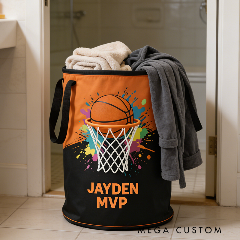 Personalized Basketball Laundry Hamper for MVPs with Custom Name Design