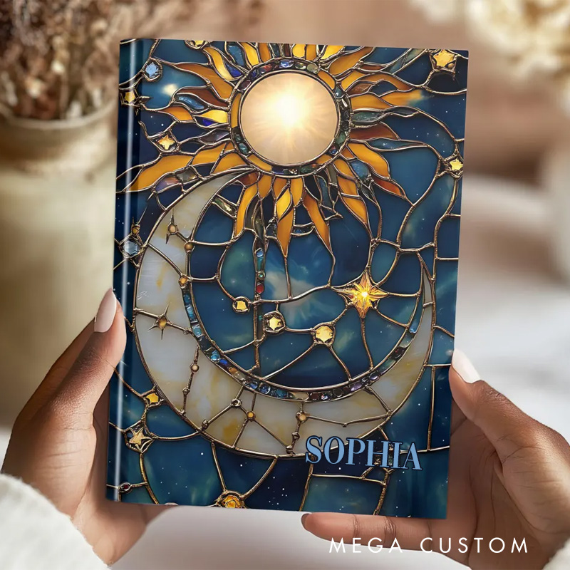Personalized Graphic 3D Print Celestial Boho Lunar Space Hardcover Journal Witchy Notebook Magic Lover Gift Manifestation Spell Book
