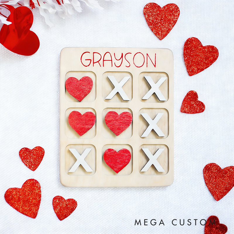 Personalized Tic Tac Toe Valentine Valentines Day Gift for Kids Valentines for Class Wooden Kids Game Fun and Educational Keepsake