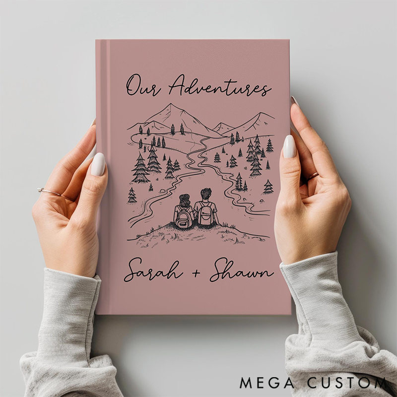 Our Adventures Journal Personalized A5 Travel Notebook for Couples Adventure Log Book Hiking Memory Journal Anniversary Valentines Gift for Him or Her