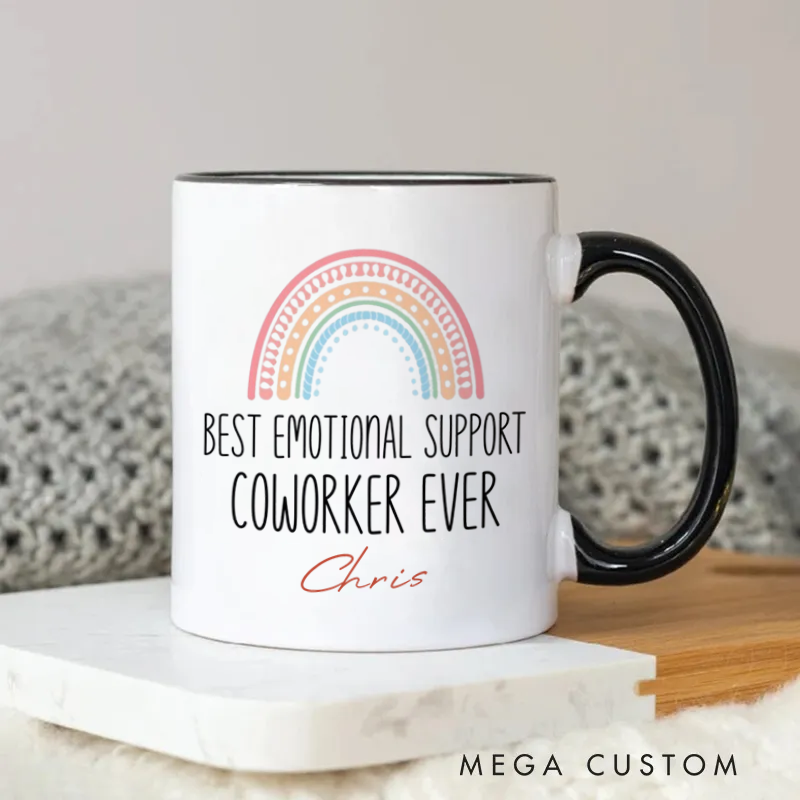 Personalized Best Emotional Support Coworker Ever Mug Coffee Mug Gift for Friends Coworkers