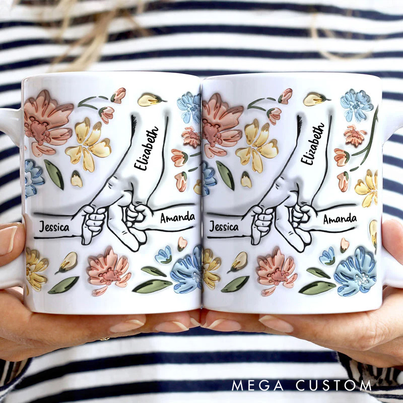 Personalized Hand In Hand I Will Always Protect You Gift For Mom Grandma Custom Grandma Mug Grandmother Birthday Mothers Day Gift