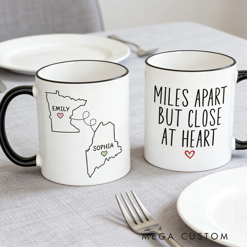 Personalized Long Distance State To State Mug Long Distance Friendship Gift for Traveling Lovers