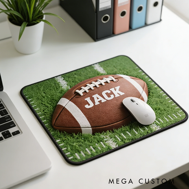 Personalized American Football Mouse Pad with Custom Name for Sports Enthusiasts