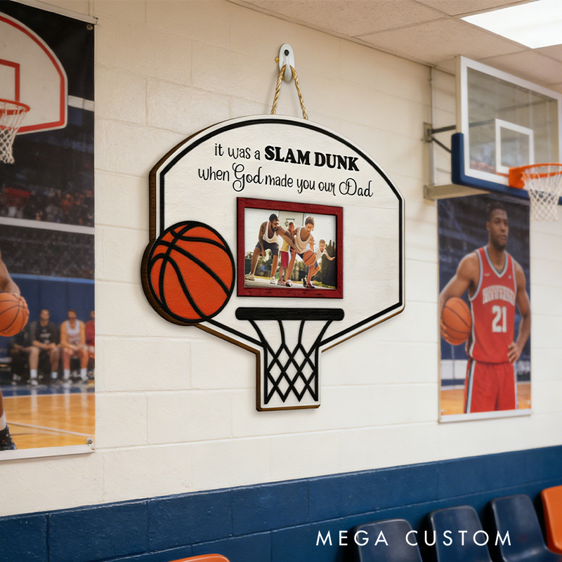 Personalized Basketball Hoop Photo Frame Wall Hanging  for Dad