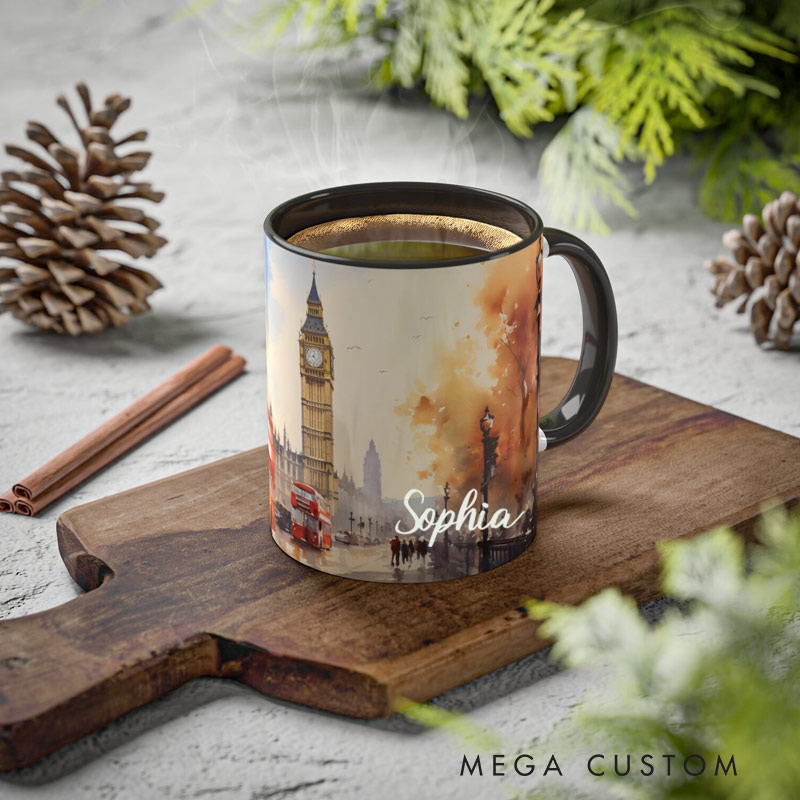 Personalized watercolor series Big Ben London Clock Tower mug for Traveling Lovers