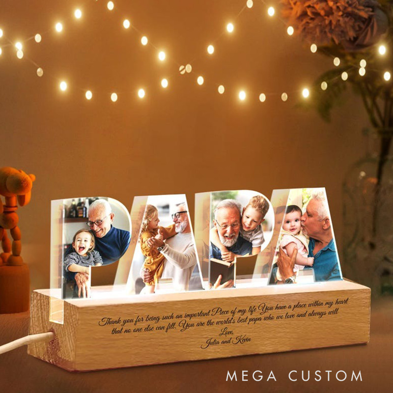 Personalized Grandpa Photo Collage Light Papa Night Light Family Photo Gift Gift For Grandpa Gift For Papa Gift From Grandkids