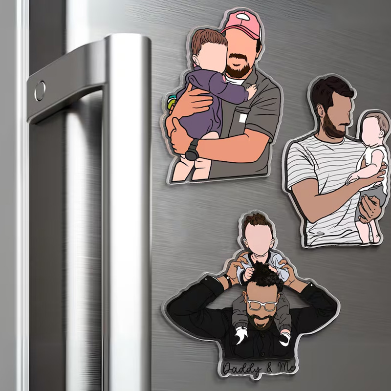 Personalized Gift For Dad Custom Dad Photo Magnet Faceless Portrait Fridge Magnet Husband New Dad Gift
