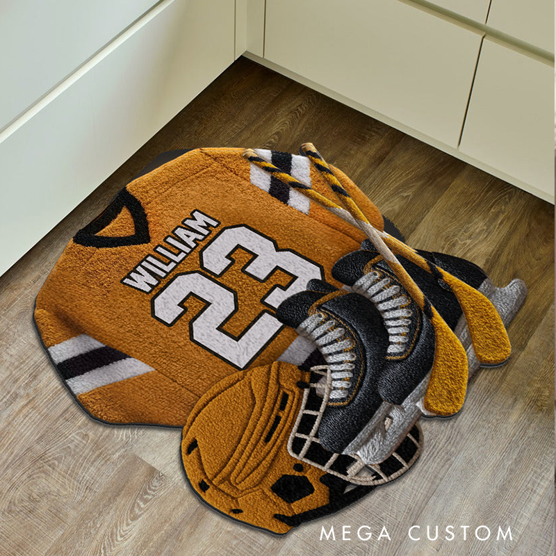Personalized Ice Hockey Jersey Rug with Custom Name and Number Design