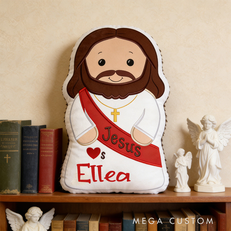 Personalized Jesus Loves Me Pillow with Custom Name Religious Gift Prayer Corner Faith Gift Graphic 3D Print Christian Jesus Pillow for Kids or Adults