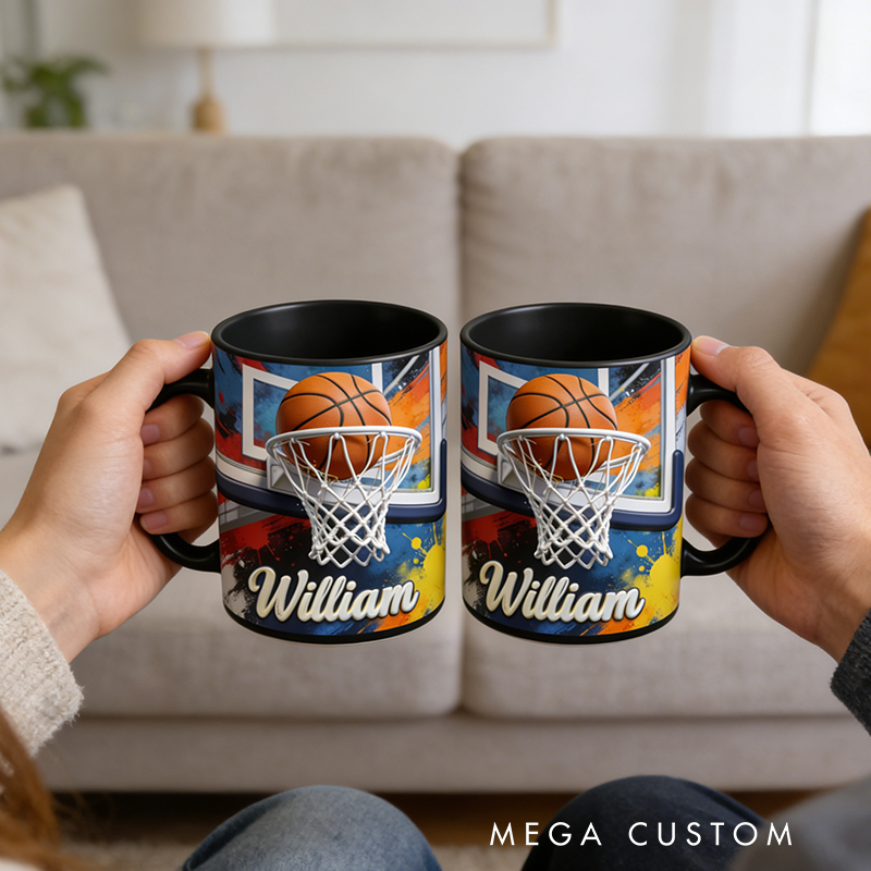 Personalized Basketball Slam Dunk Coffee Mug for Basketball Enthusiasts