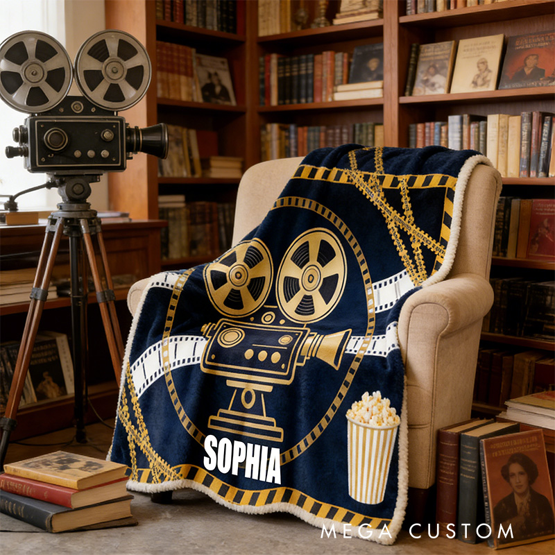 Personalized Movie Watching Wearable Blanket Hoodie with Name Movie Lover Gift for Friends Birthday Gift