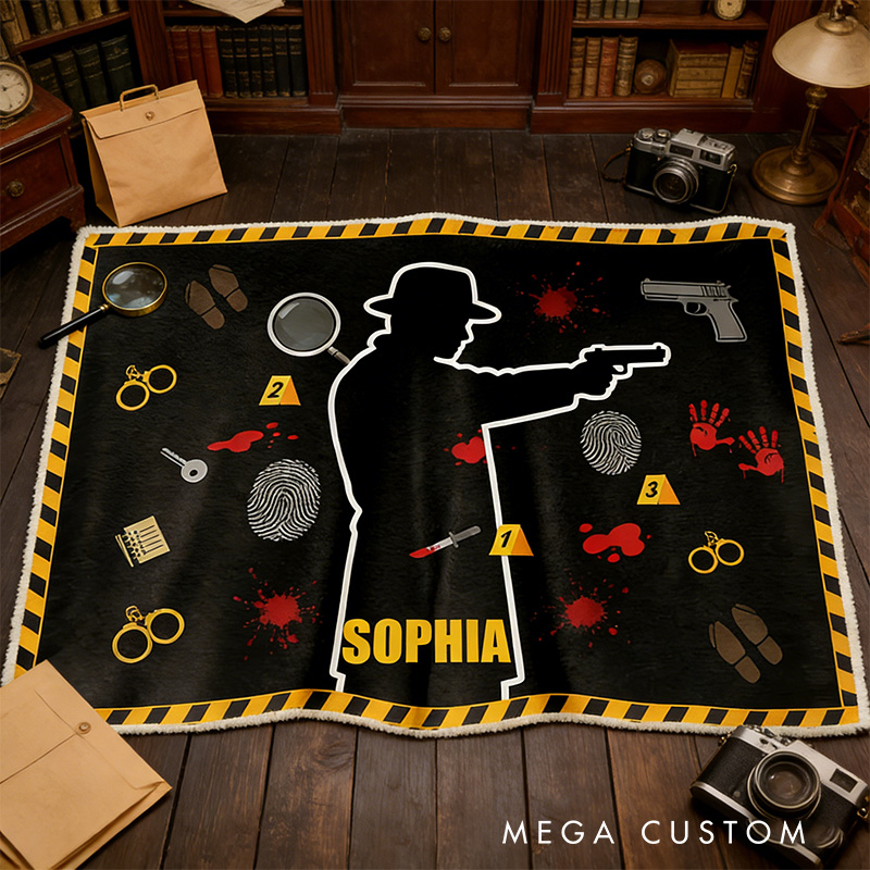 Personalized True Crime  Detective Wearable Blanket Hoodie with Name Movie Lover Gift for Friends Birthday Gift