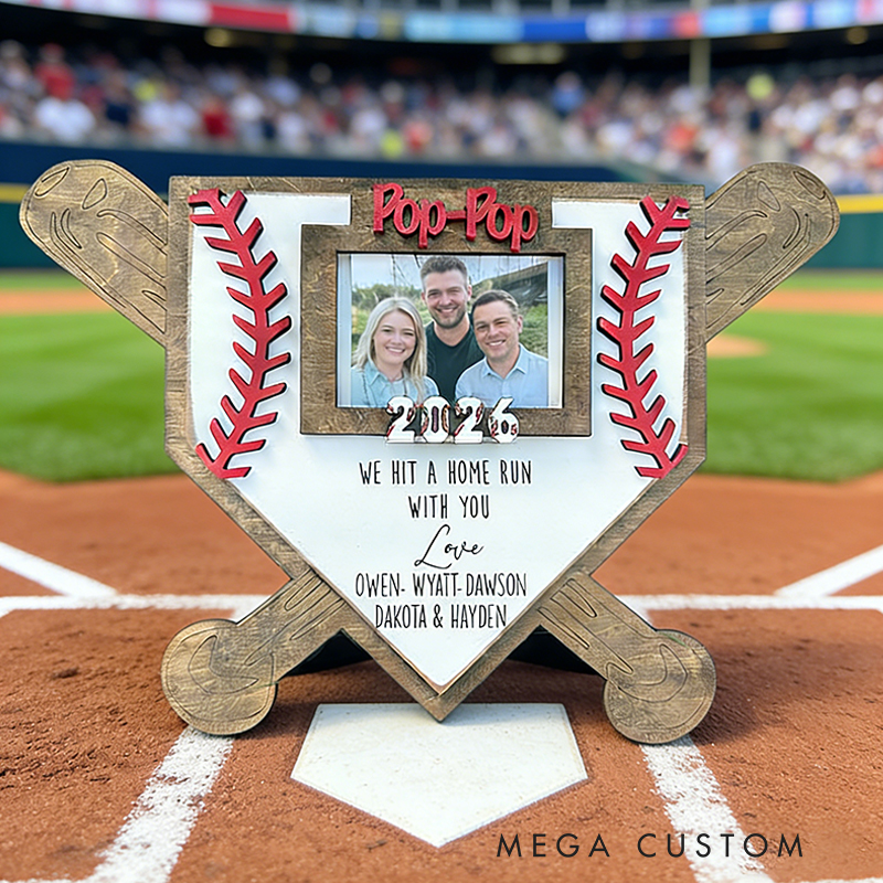 Personalized Baseball Home Plate Photo Frame with Custom Message for Family Memories