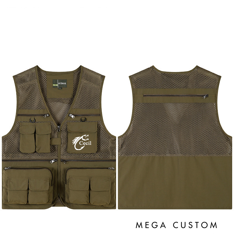 Personalized Comfort Colors Fishing Hook Utility Vest Fisherman Gift for Husband Him