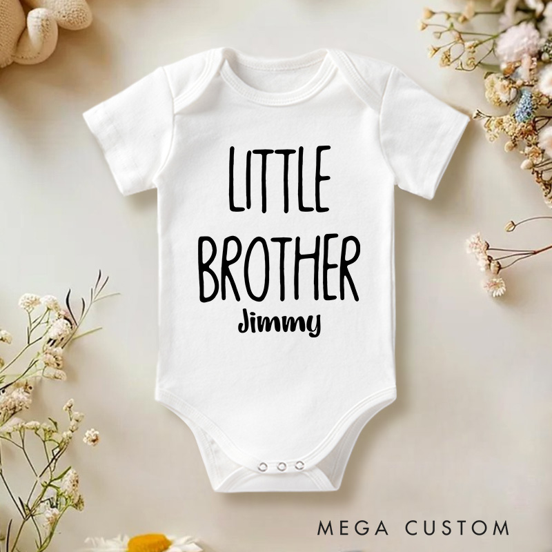 Personalized Little Brother Big Brother Biggest Brother Adorable Sibling Role Triplets Baby Onesie