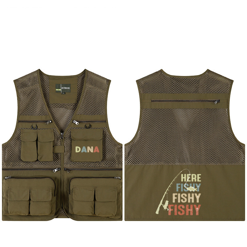 Personalized Fishing Vest with Fun Slogan Custom Hunting Fishing Lover Gift for Husband Him