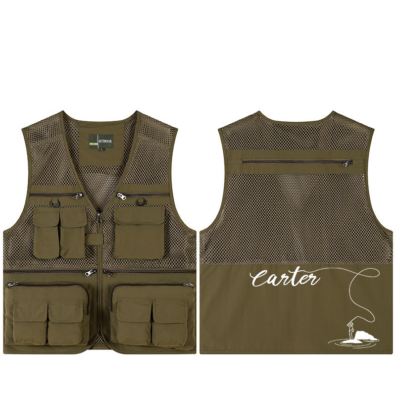 Personalized Fishing Vest with Custom Name Outdoor Fishing Vest Fly Fishing Gifts for Men Husband