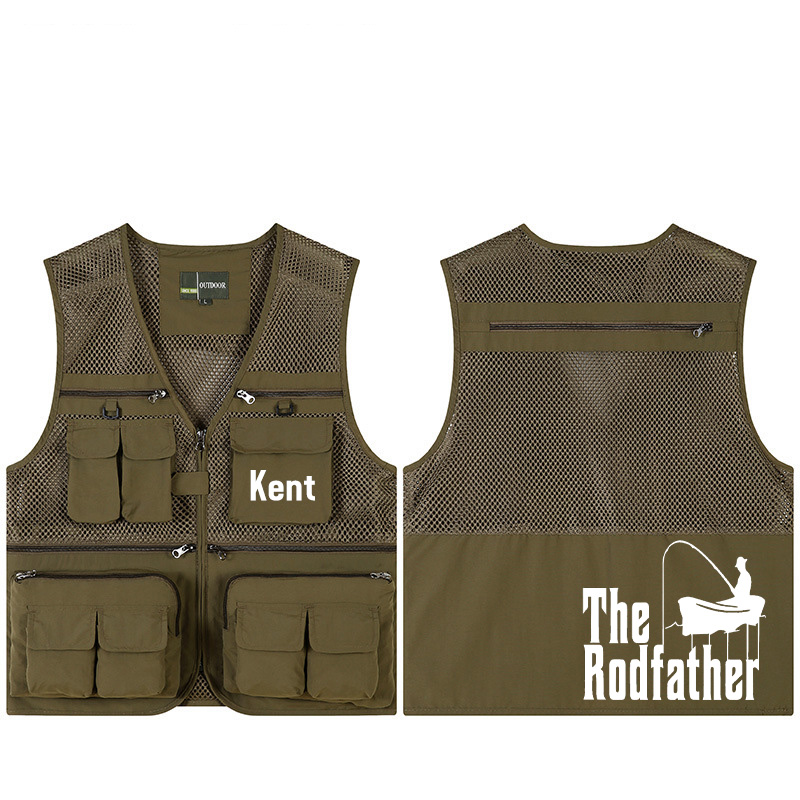 Personalized the Rodfather Fishing Vest Custom Funny Fisherman Vest Fishing Outdoor Gift for Men Husband