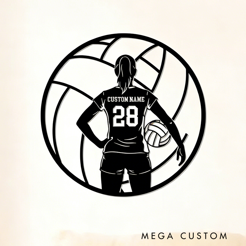 Personalized Volleyball Wall Art with Custom Name and Number Design