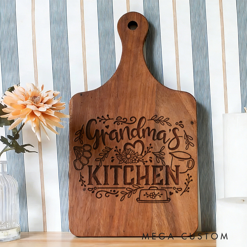 Personalized Engraved Kitchen Cutting Board Custom Bamboo Paddle Board for Grandma Gifts Home Decor Cooking Anniversary Birthday or Special Occasions