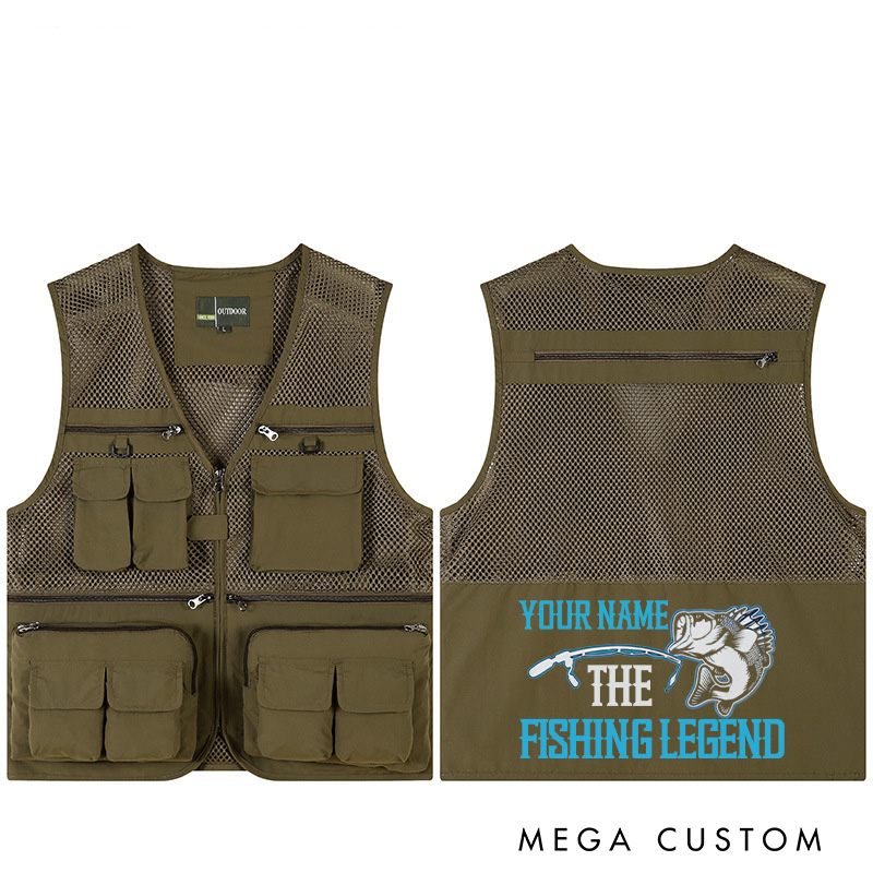 Personalized Customizable 'The Fishing Legend' Vest Funny Outdoor Fishing Vest Fishing Gift for Men Husband