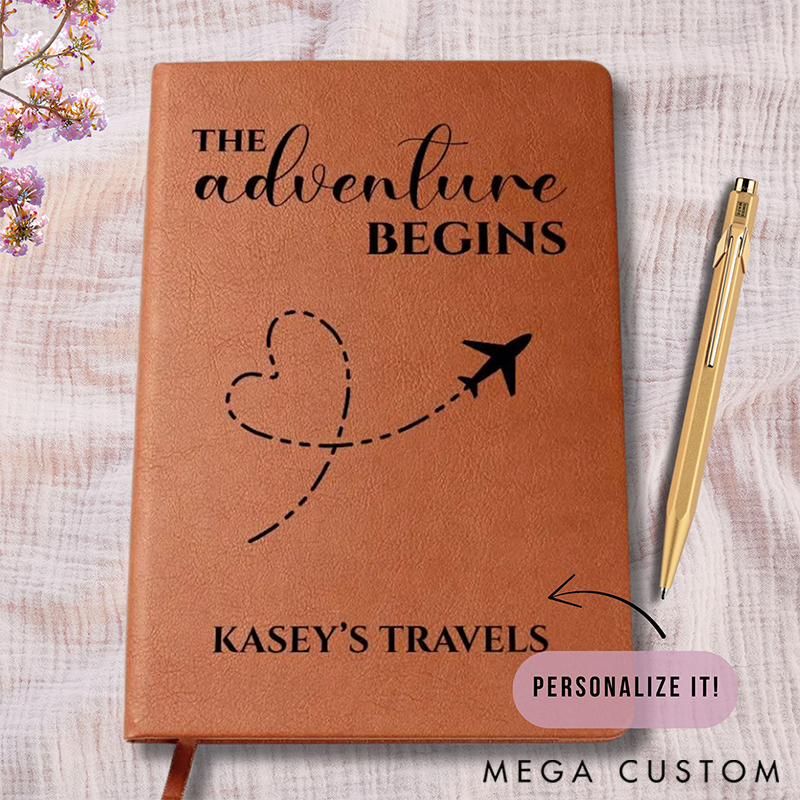  Personalized The Adventure Begins Travel Journal Custom Book World Travel Journal Travel Lover Gift for Couple Valentines Gift