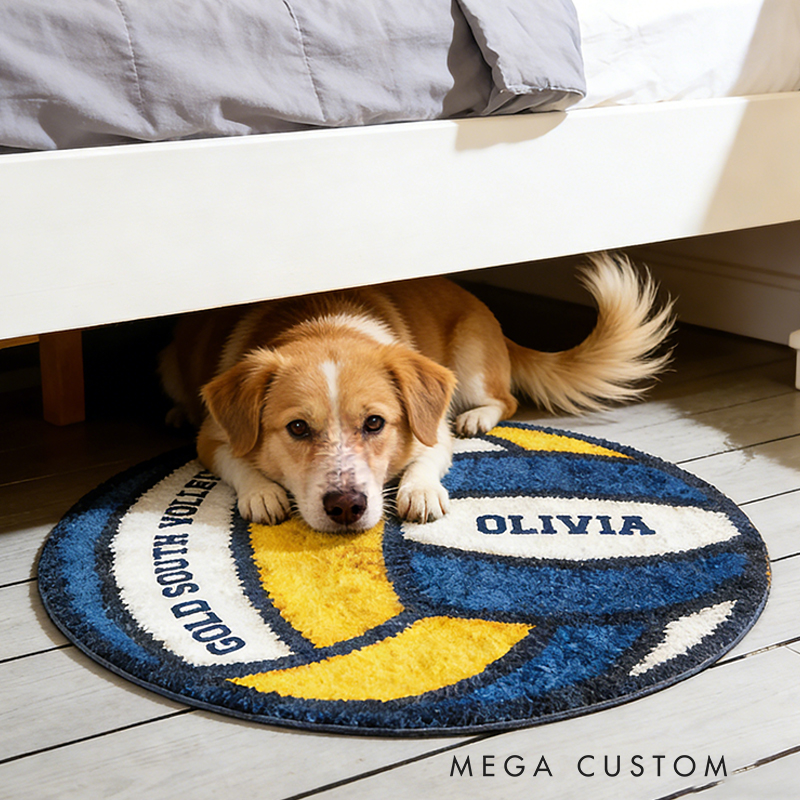 Personalized Volleyball Themed Rug with Custom Name and Team Details for Volleyball Enthusiasts