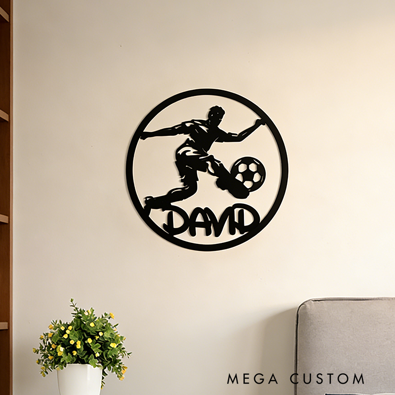 Personalized Soccer Wall Art Featuring Custom Name Design