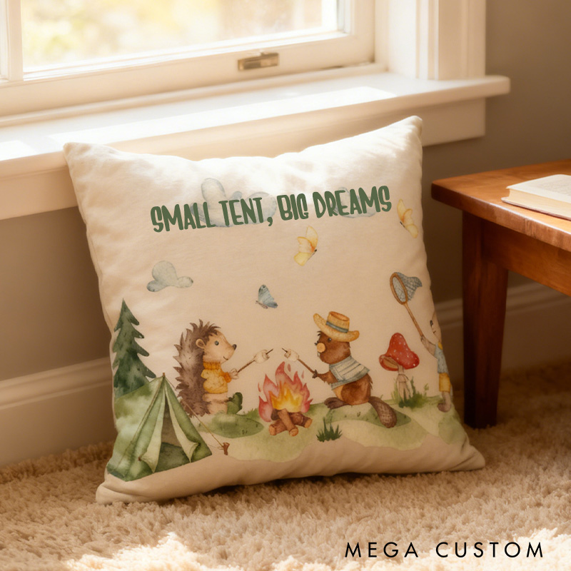 Personalized Woodland Adventure Pillow Custom Outdoor Camping Kid Pillow Children's Room Decor