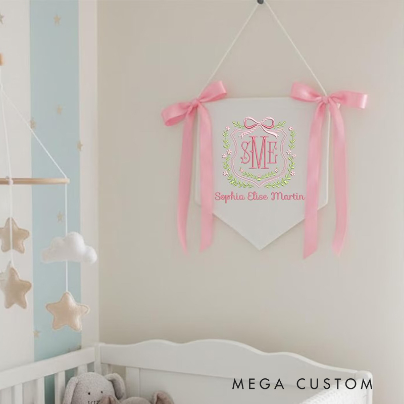 Personalized Baby Banner Custom Baby Banner Welcome Banner Hospital Door Sign Baby Shower Gift Bassinet or Crib Announcement