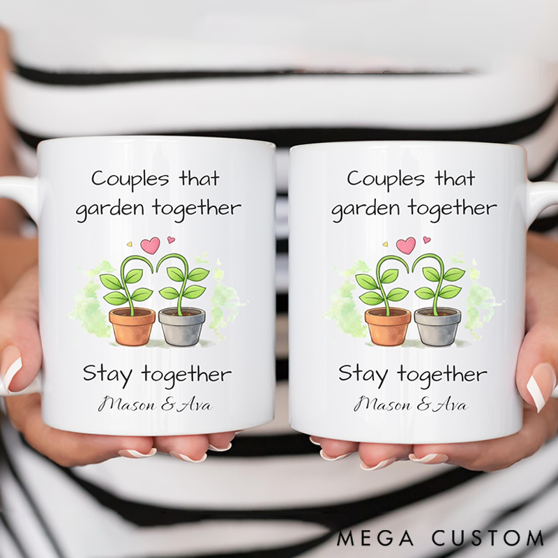 Personalized Couples Who Love Gardening Mug Gift for Garden Lovers Valentines Gift